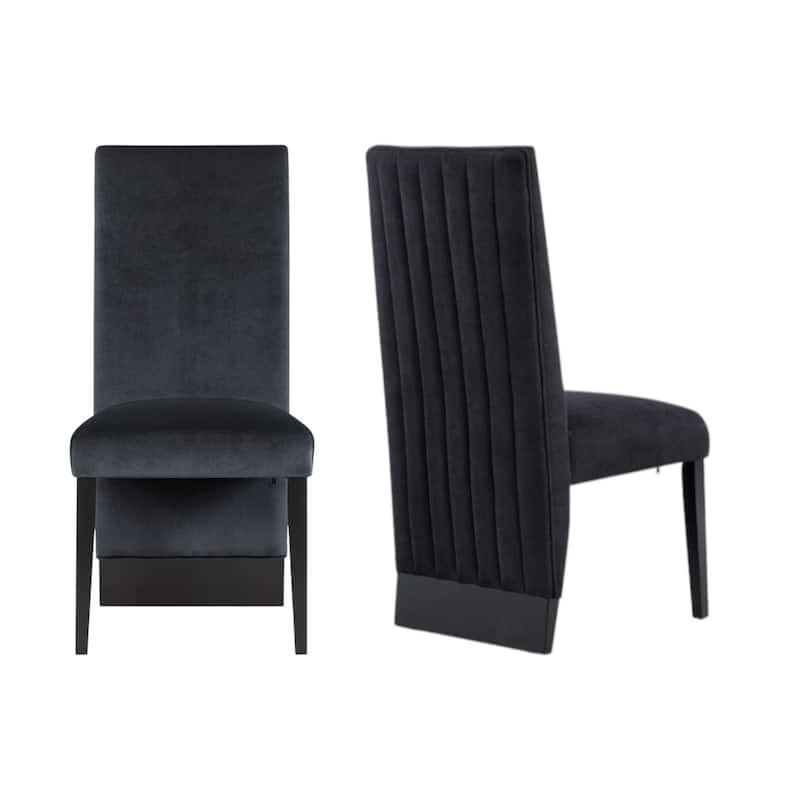 Set of 2 Black Upholstered Velvet Dining Chairs for Modern Living - 25.70” x 19.50” x 41.70”