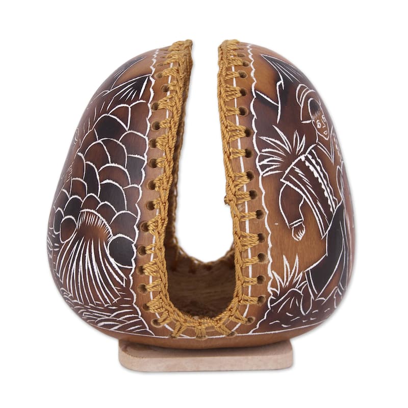 Novica Handmade Pastoral Valley Gourd Napkin Holder