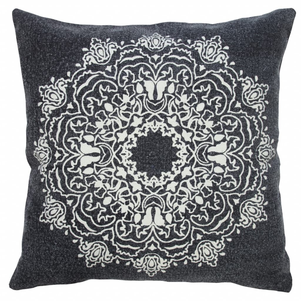 HomeRoots 20" X 20" Jet Black And White 100% Cotton Geometric Zippered Pillow