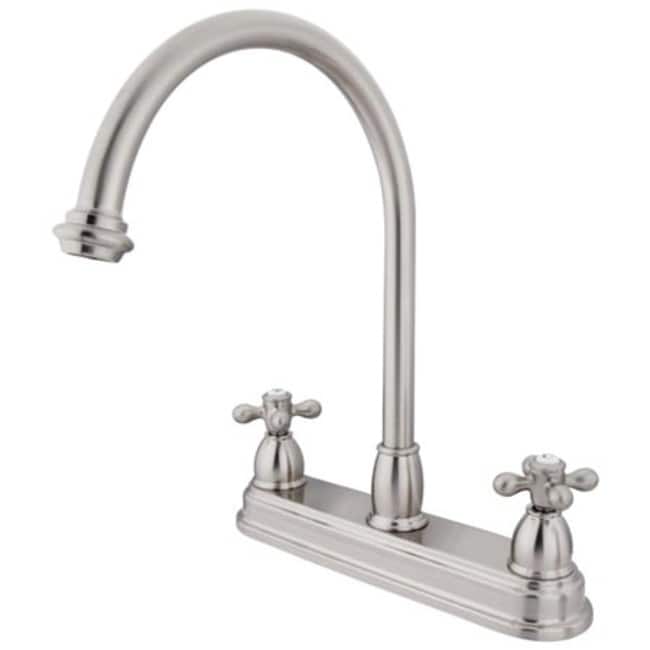 Kingston Brass Restoration Centerset Kitchen Faucet with Metal Cross