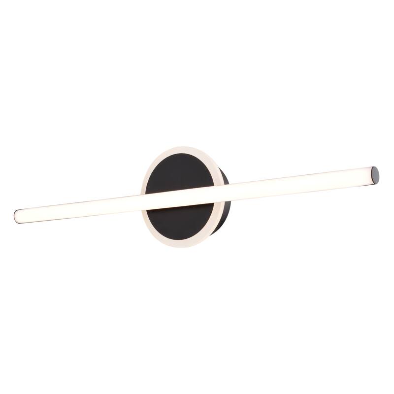 Whittier 1-Light 23.75 inch Wide Matte Black Bathroom Vanity Lighting Fixture, Center Night Light, White Shade, LED Wall Sconce