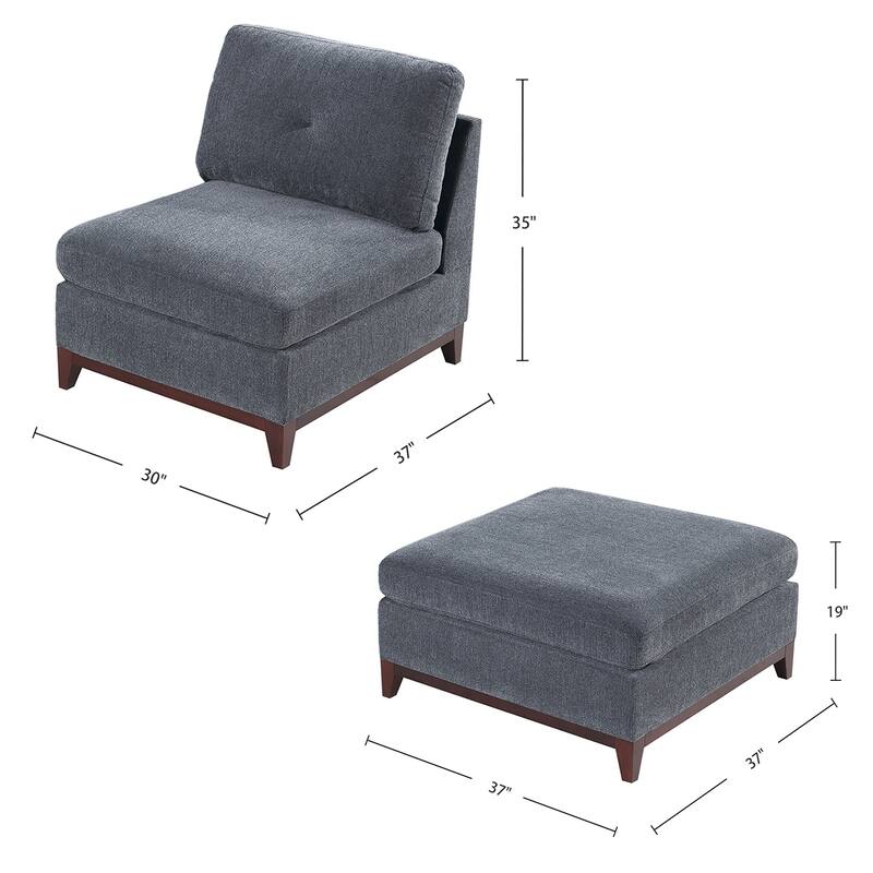 7 Piece Chenille Fabric Modular Sofa Set