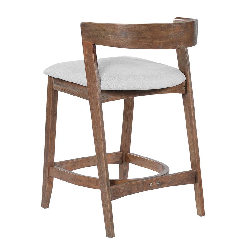 Christopher Knight Home - Mid-Century Upholstered Wooden Counter Stools - 27" Seat Height Bar Stools with Back, Set of 2