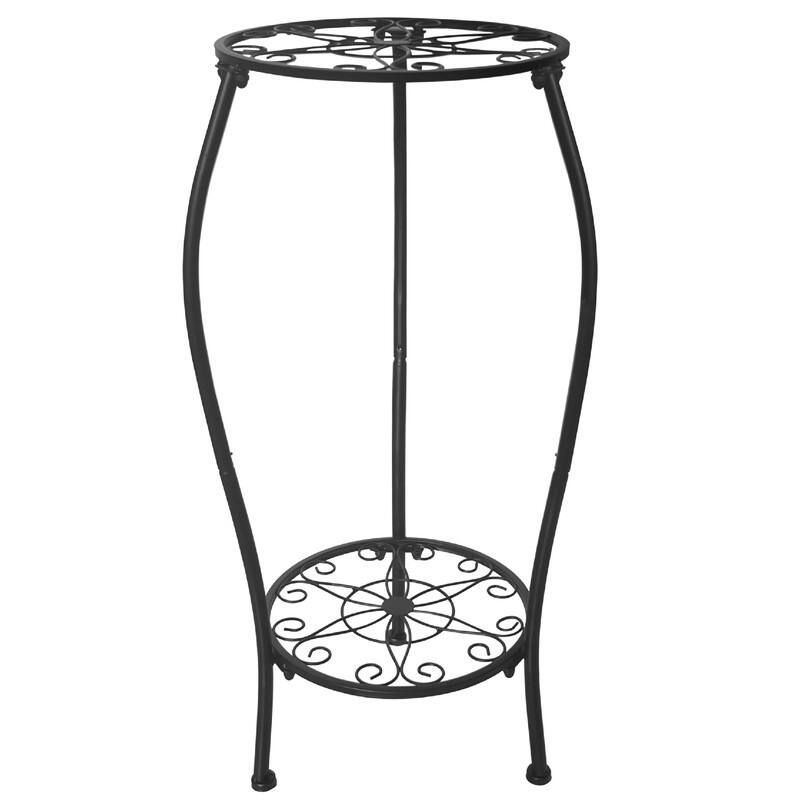 Metal Plant Stand 2 Tier Indoor Outdoor - 11x 11 x 25.2 inches - Black