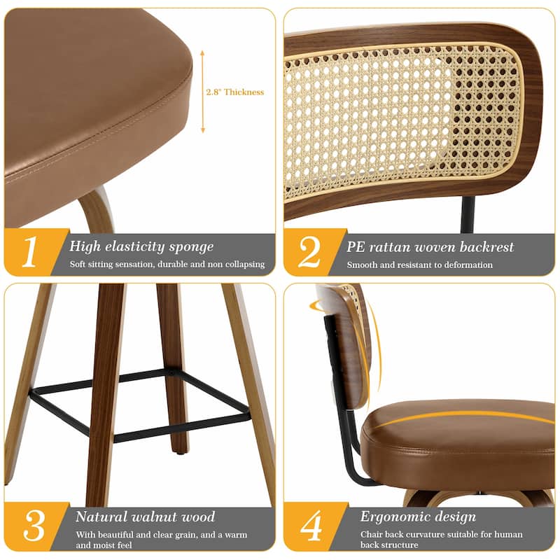 26"/29" Swivel Bar Stools/ Counter Stools with Bentwood Legs