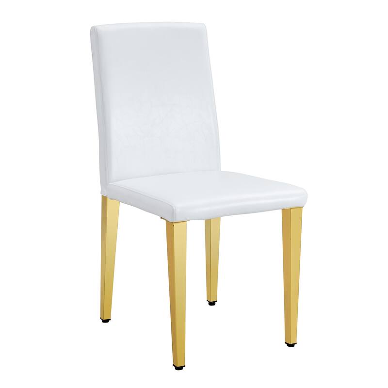 Set Of 2 Pu Leather Backrest Chairs With Gold Metal Legs, 16.2*18.5*34.6 Inches