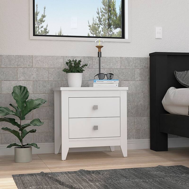 High-Quality 2-Drawer Nightstand - Versatile Design with Four Legs - White