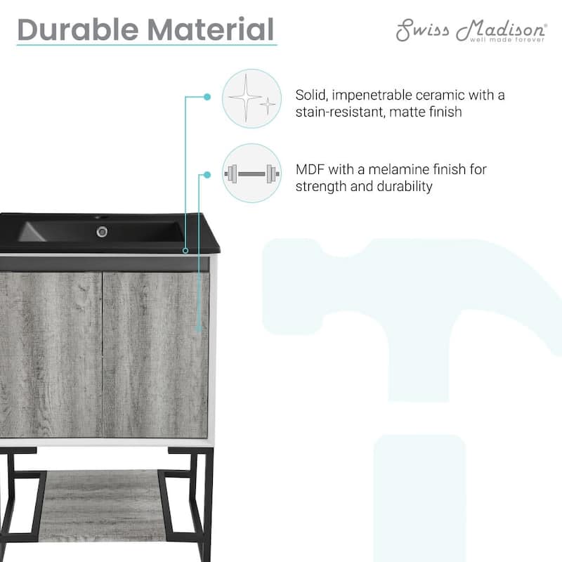 Swiss Madison SM-BV142MB Marseille 24" Free Standing Single Basin