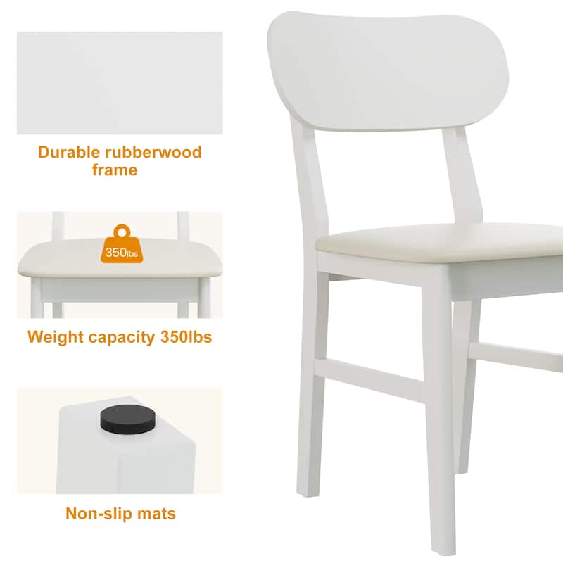 Rubber Wood Dining Chairs Set of 2