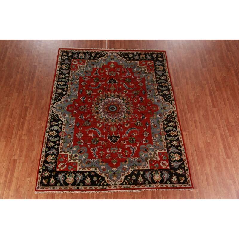 Red Heriz Serapi Indian Area Rug Handmade Wool Carpet - 8'0" x 9'9"