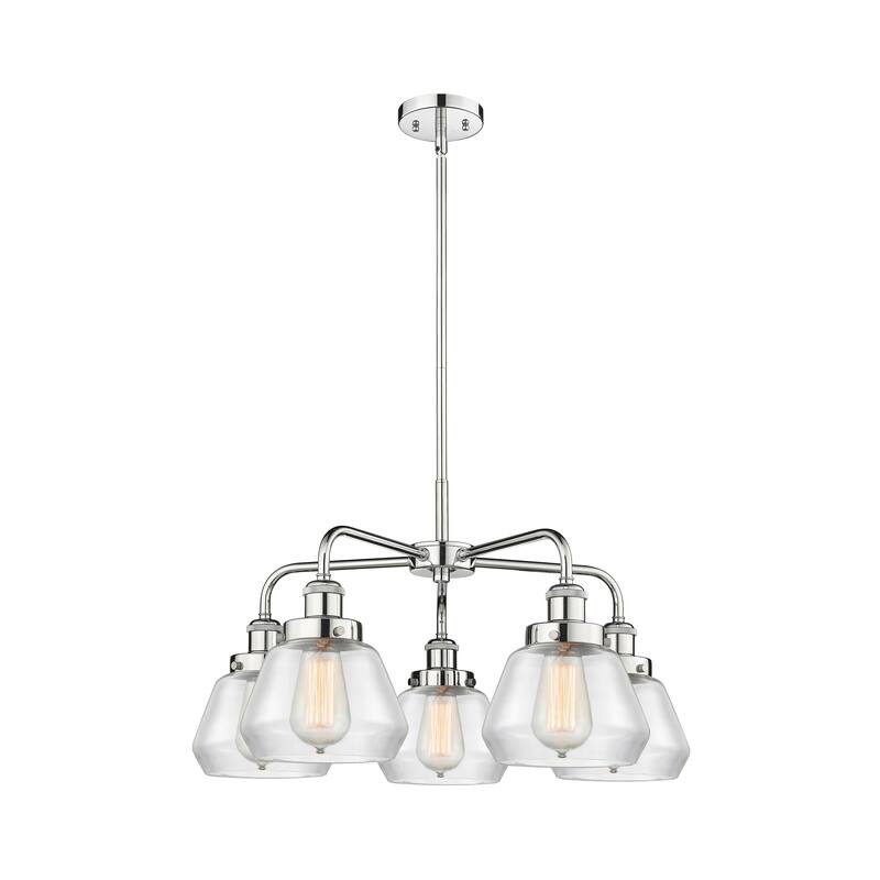 Innovations Lighting Fulton - 5 Light 25" Stem Hung Chandelier - Clear/Polished Chrome