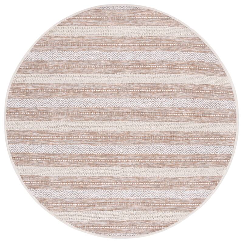 SAFAVIEH Handmade Montauk Robin Casual Cotton Rug - 6' Round - Beige/Ivory