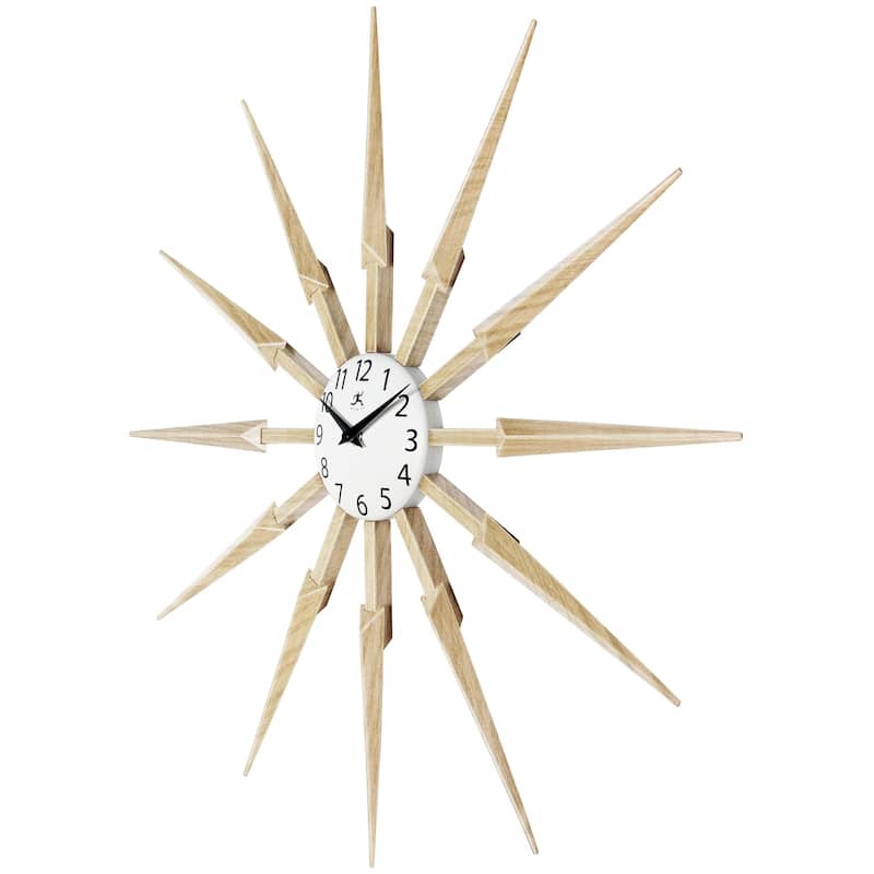 Celeste Starburst Mid-Century Modern Unique Large Wall Clock 24 inch by Infinity Instruments - 24.5 x 1.75 x 24.5