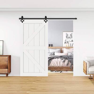 WINSOON 5-14FT Sliding Barn Door Hardware Kit Rhombus Shape Hanger for Single Door