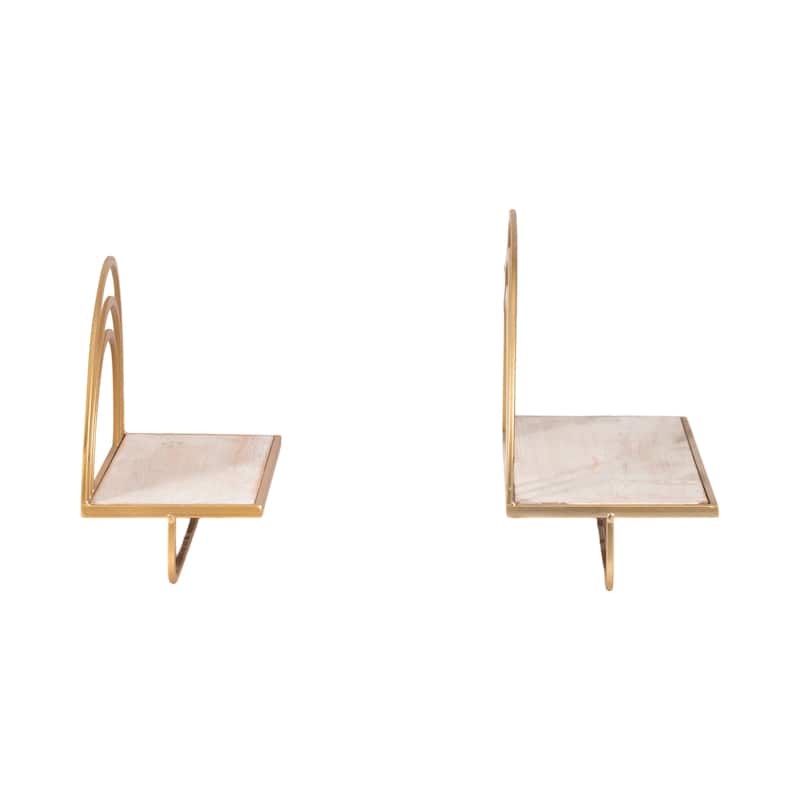 Set of 2 Metal and Wood Rainbow Shaped Shelves Floating Shelves, Mounted Shelves For Storage - 17" x 7" x 20" - 17" x 7" x 20"