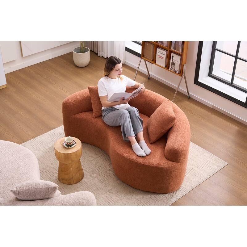 Single S-Curved Chenille Sofa Chair, No Assembly
