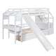 preview thumbnail 11 of 32, Elegant & Simple Twin over Twin Wood Bunk Bed with Storage Staircase, Slide and Drawers, Desk with Drawers and Shelves, White