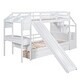 preview thumbnail 11 of 15, Twin over Twin Wood Bunk Bed with Storage Staircase and Slide,Desk with Storage Space