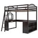 preview thumbnail 42 of 52, Solid Wood Loft Bed with Bulit-in U-shaped Desk and 2 Drawers, Full Size Loft Bedframe with Storage Shelves and Tri-fold Mirror