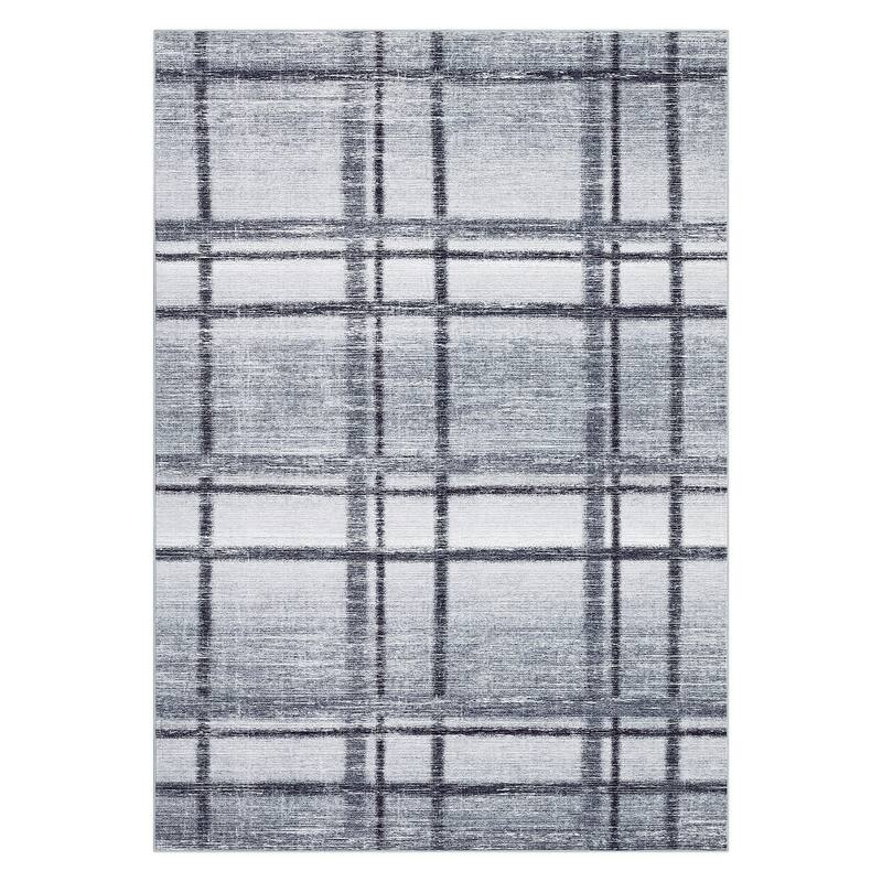 Washable Area Rug, Modern Geometric Area Rugs for Living Room Bedroom, Non-Slip Low Pile Indoor Soft Carpet
