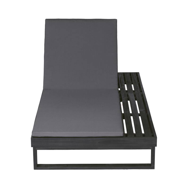 Christopher Knight Home - Modern Outdoor Acacia Wood Chaise Lounge with 4-Position Adjustable Backrest & 2-Fold Cushion