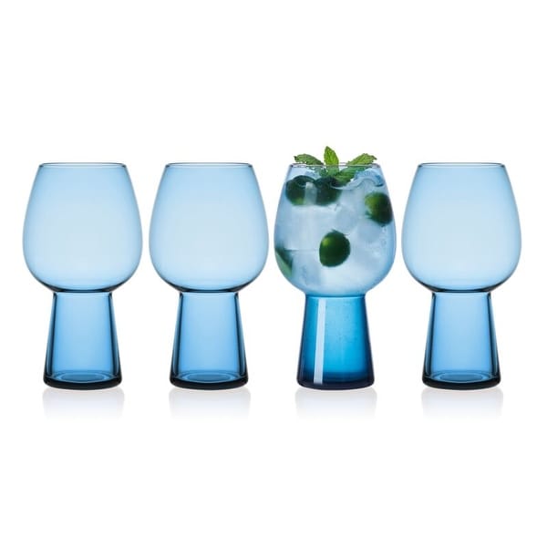 Phoebe Blue Set of 4 Goblet Beverage Glasses - Thumbnail 2