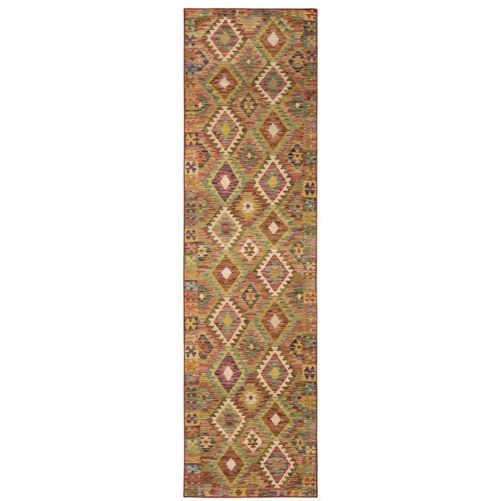 Vista Home Marissa Washable Tribal Inspired Gold/ Multi Indoor Area Rug Mat
