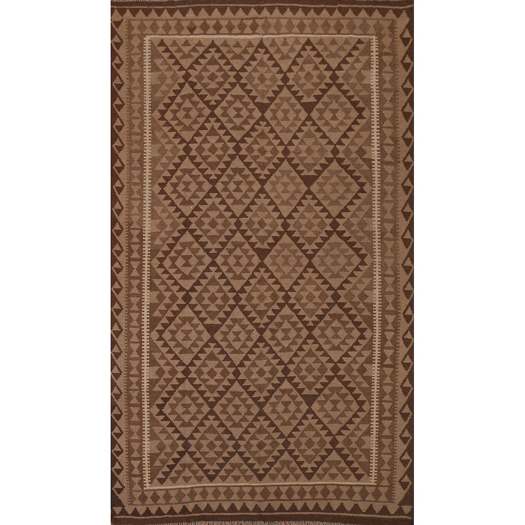 Reversible Kilim Oriental Area Rug Hand-woven Wool Carpet - 6'8"x 9'8"