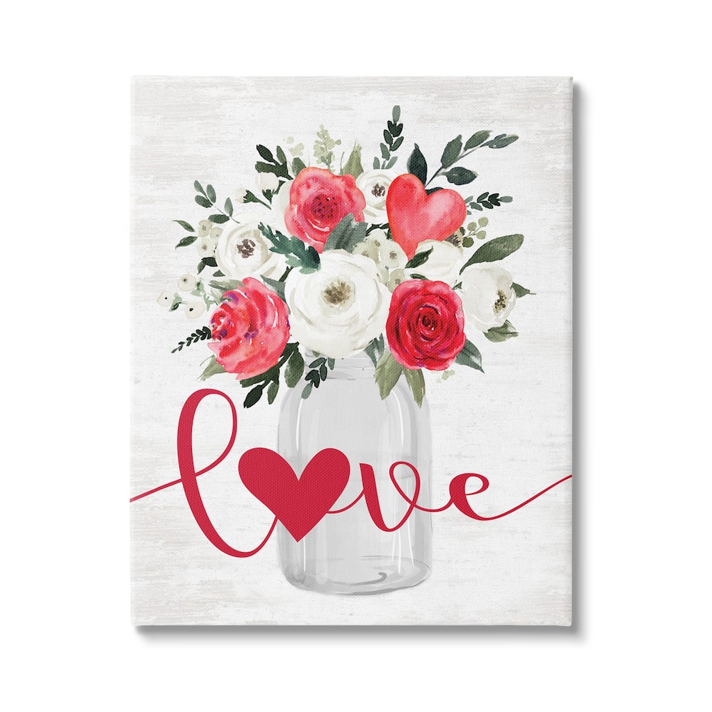 Stupell Floral Valentine's Love Bouquet Canvas Wall Art Design by Lettered and Lined