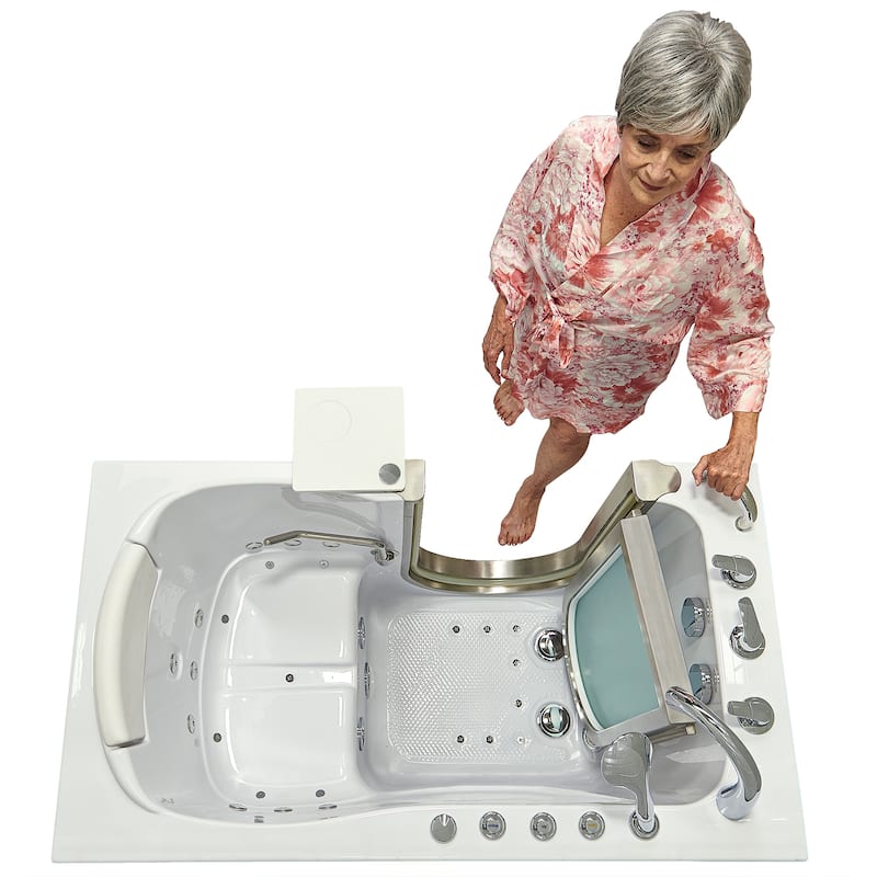 Ella Petite 28"x52" Acrylic Walk-In Bathtub with Inward Swing Door, 5 Piece Fast Fill Faucet, 2" Dual Drain