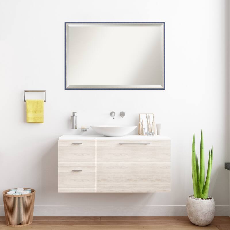 Theo Narrow Beveled Wood Framed Bathroom Vanity Wall Mirror