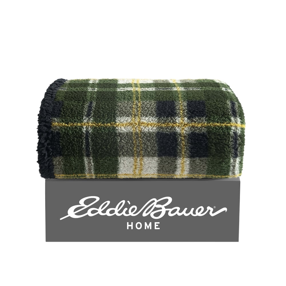 Eddie Bauer Printed Faux Shearling- Reversible Throw Blankets