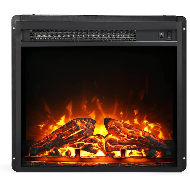 WAMPAT 36 inch 3 Sided Glass Electric Fireplace Insert，Black - 18" fireplace only
