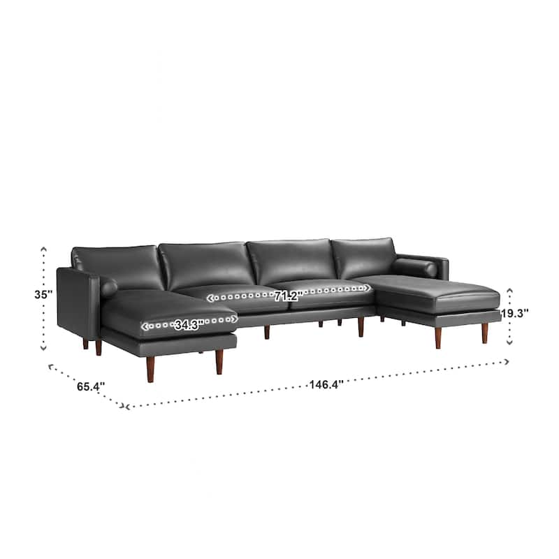 Oana Mid-Century Faux Leather Sectional Sofa by iNSPIRE Q Modern