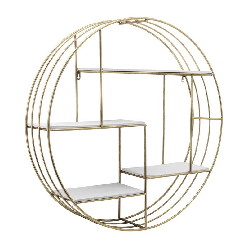 Sagebrook Home Modern Glam Iron and Wood Wall Storage Shelf - 32" x 7" x 32"