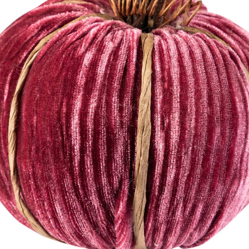 Ribbed Mini Pumpkin Fall Harvest Decorations - 3.5" - Wine Red - Set of 3