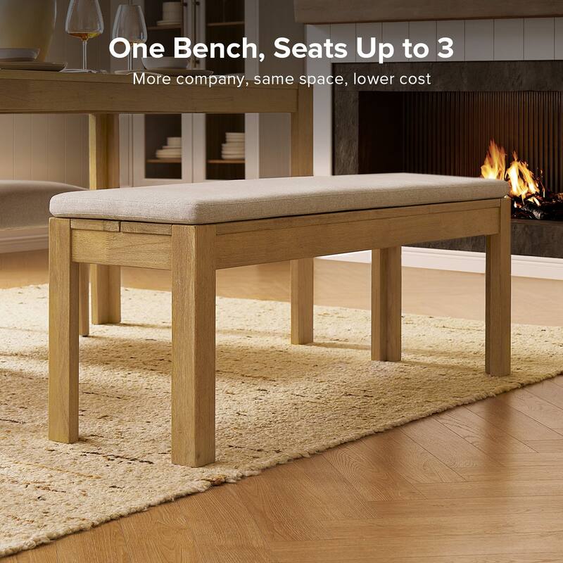 Mopio Logan Upholstered Beige Dining Bench