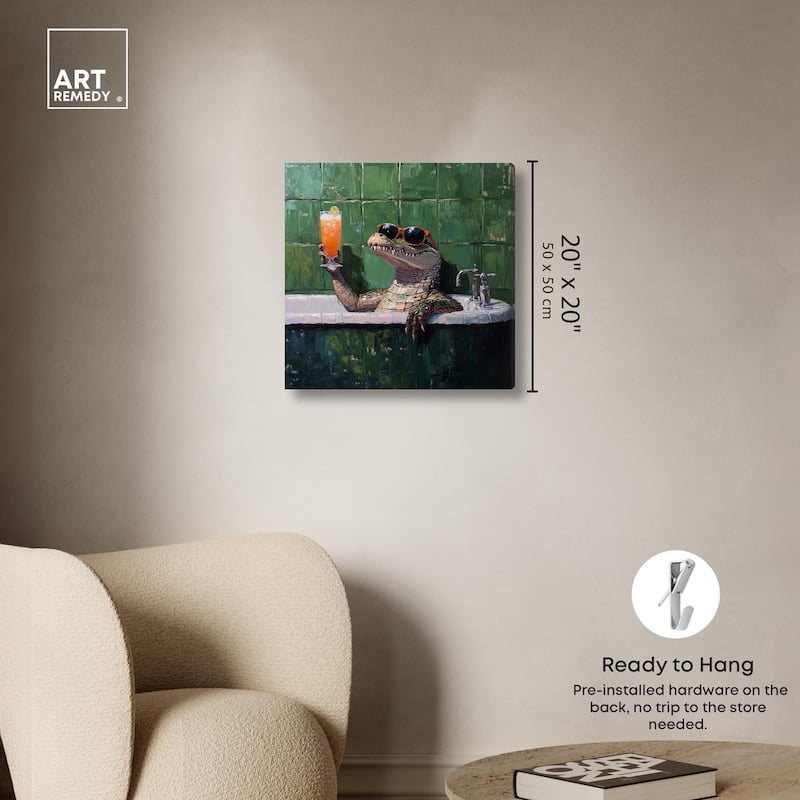 Cocktail Croc I Canvas by Art Remedy, Gallery Wrapped