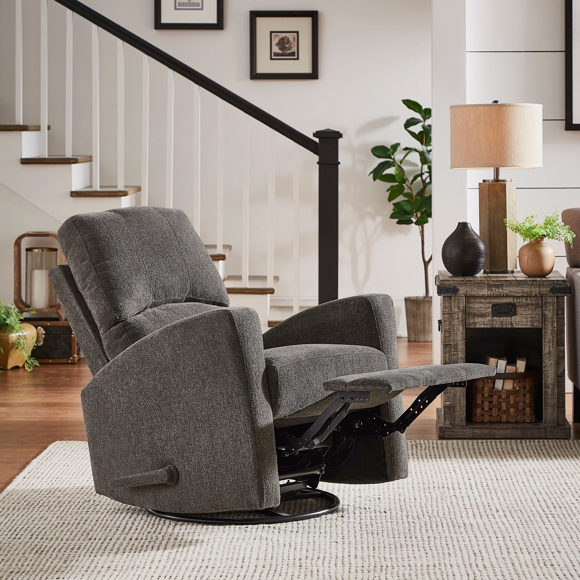 Shop Cornwall Dark Grey Swivel Glider Reclining Chair By Inspire Q Classic Reclining Chair On Sale Overstock 31620654
