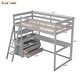 preview thumbnail 7 of 10, Stylish Loft Gray Twin Bed with Slanted Ladder, Desk Shelves, 2 Drawer