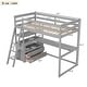 preview thumbnail 7 of 31, Twin Size Loft Bed with Desk and Shelves, Two Built-in Drawers, Gray