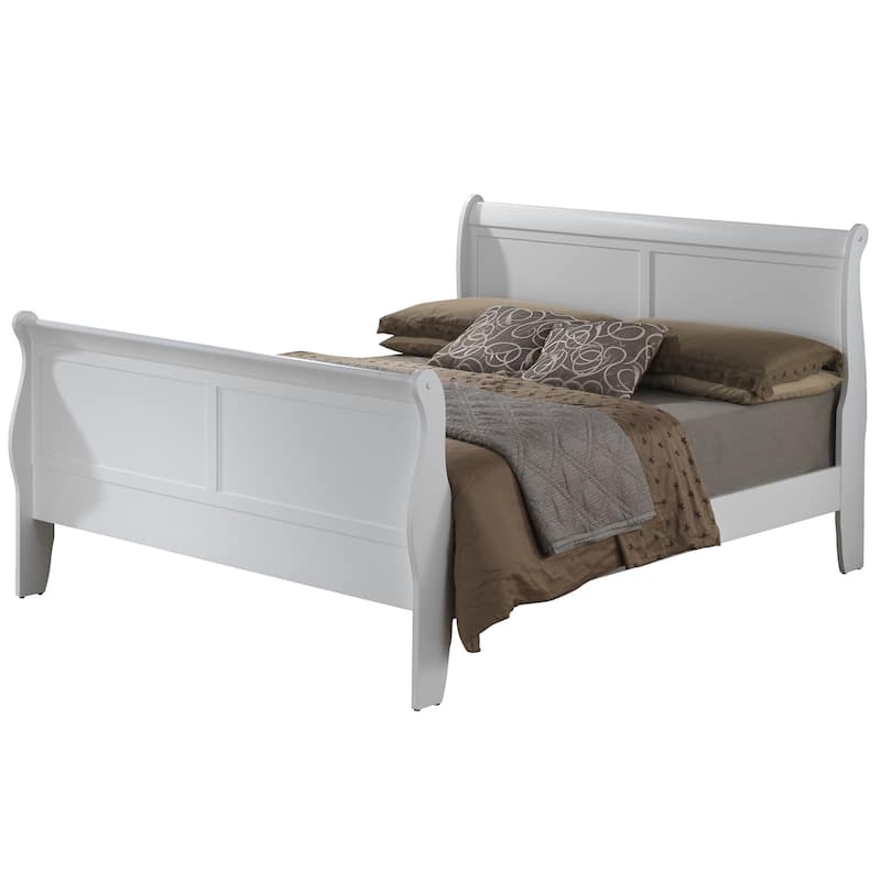 Wooden Sleigh Queen Platform Bed - 84" - White