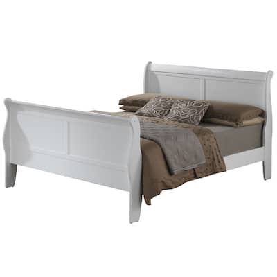 Wooden Sleigh Queen Platform Bed - 84" - White