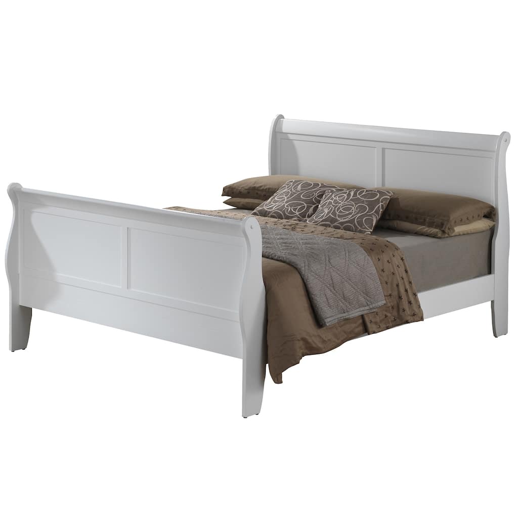 Wooden Sleigh Queen Platform Bed - 84" - White