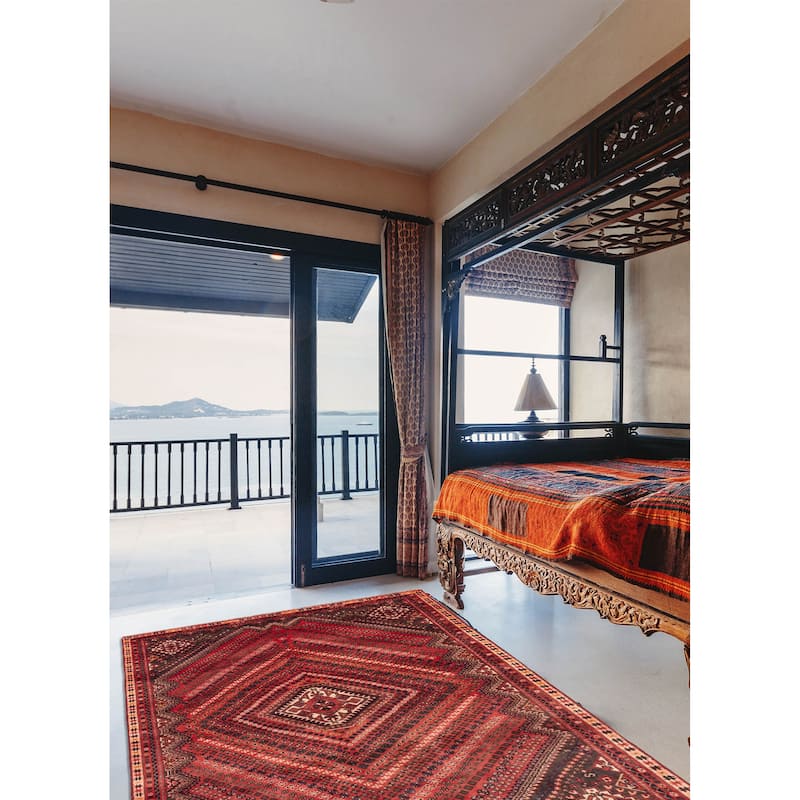 ECARPETGALLERY Hand-knotted Melis Vintage Red Wool Rug - 6'4 x 9'6