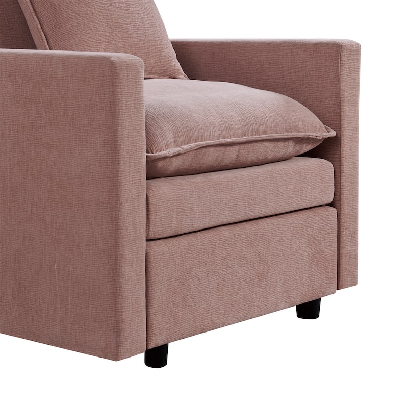 Chenille Fabric Comfy Deep Single Seat Sofa Upholstered Reading Armchair Living Room
