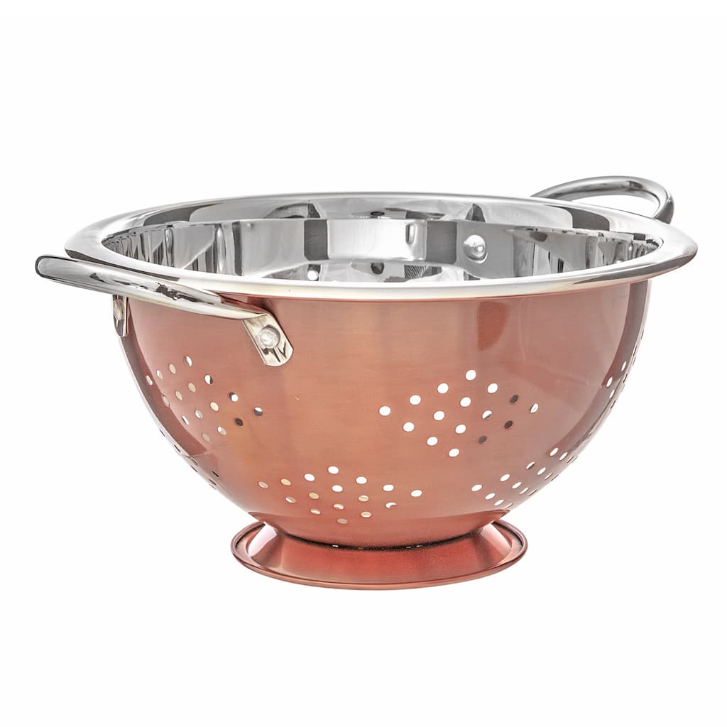 Metallic Rose Deep Colander With Handles 13.78"