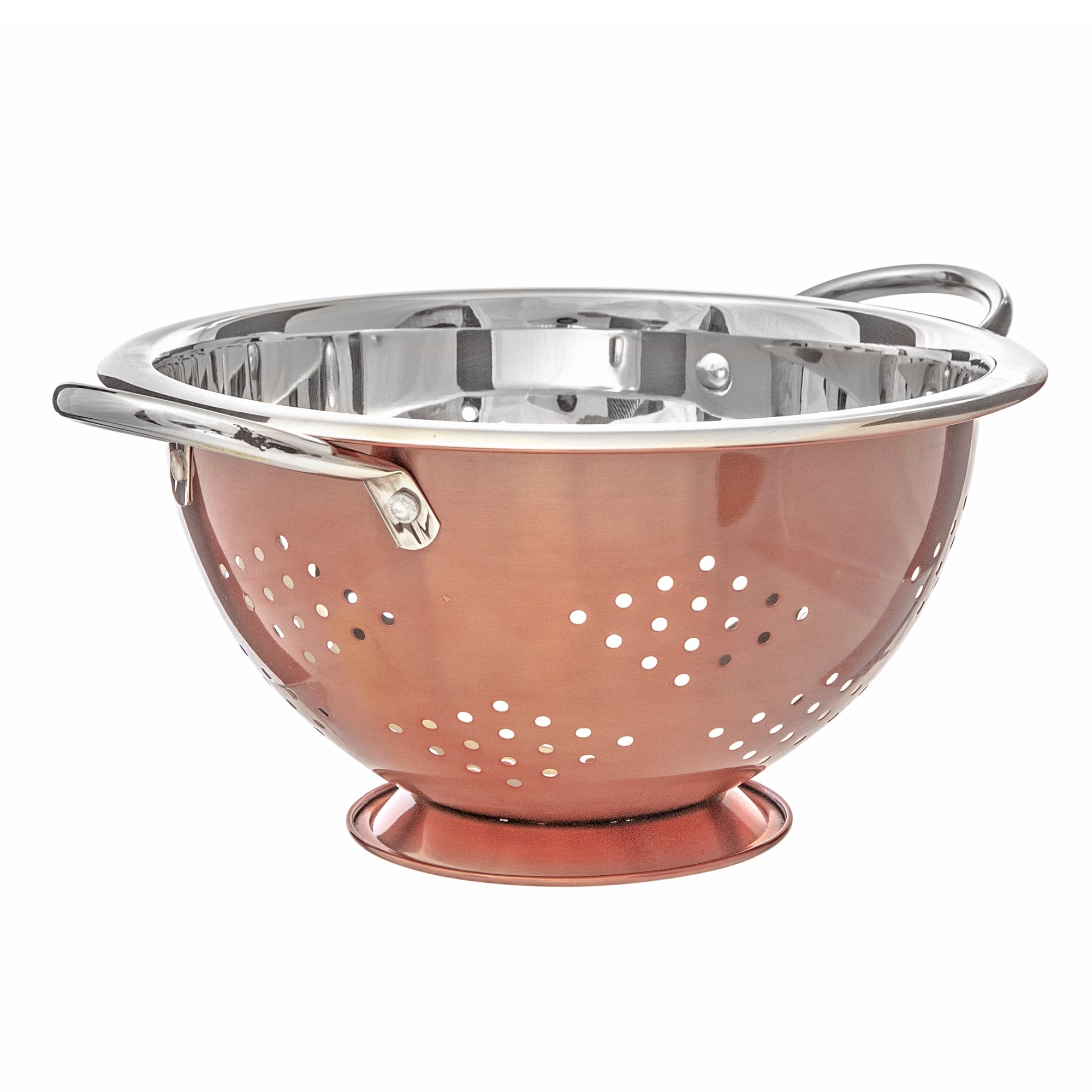 Metallic Rose Deep Colander With Handles 13.78"