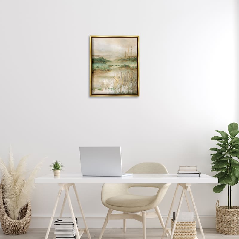 Stupell Abstract Marshland Pond Framed Floater Canvas Wall Art Design By Carol Robinson
