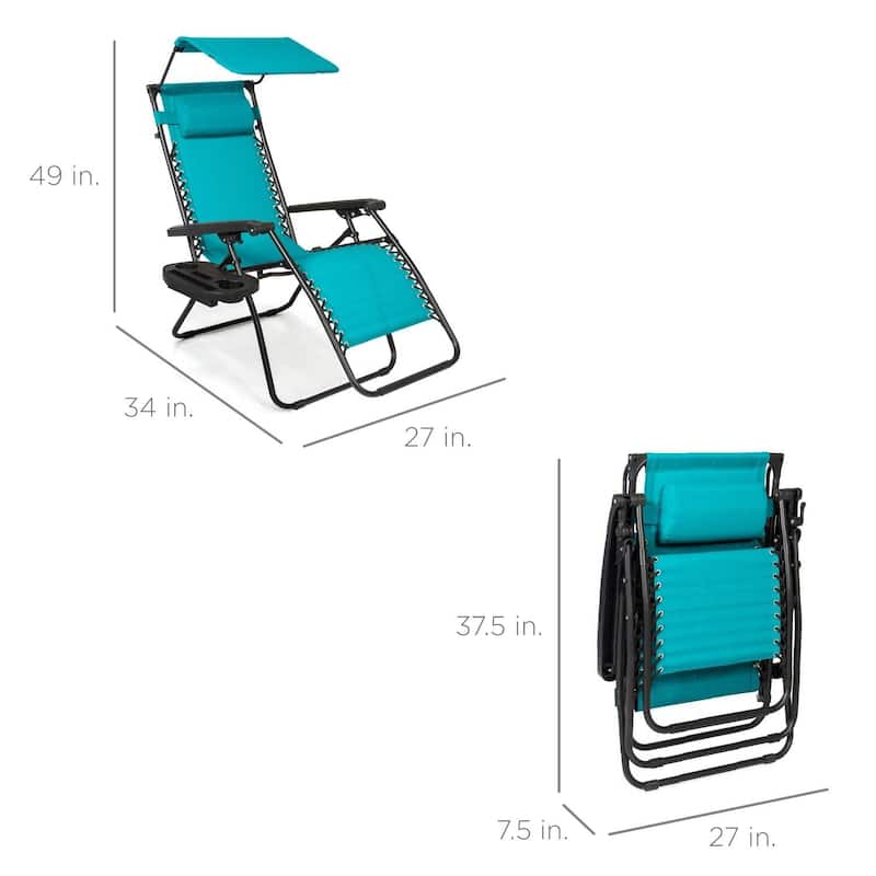 Steel Zero Gravity Outdoor Folding Reclining Patio Lounge Chair - 34 L x 27 W x 49 H (inches)